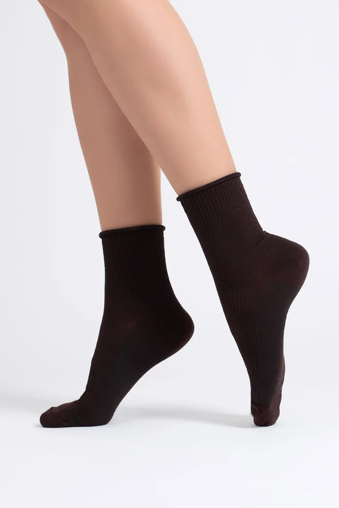 Женские носки в рубчик WS3 FASHION 060 Giulia (chocolate), коричневый