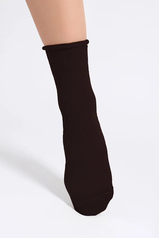 Женские носки в рубчик WS3 FASHION 060 Giulia (chocolate), коричневый