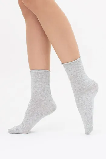 Женские носки в рубчик WS3 FASHION 060 Giulia (silver melange), серый Женские носки в рубчик WS3 FASHION 060 Giulia (silver melange), серый