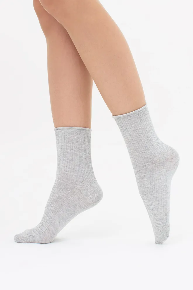 Жіночі шкарпетки в рубчик WS3 FASHION 060 Giulia (silver melange), cірий