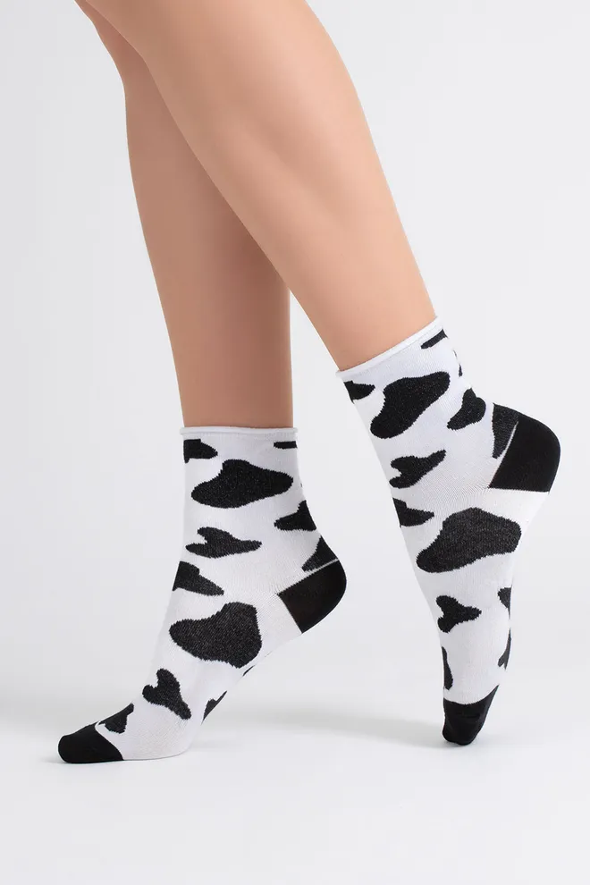 Женские анималистические носки WS2 FASHION 2505 Giulia (black/white), черный/белый