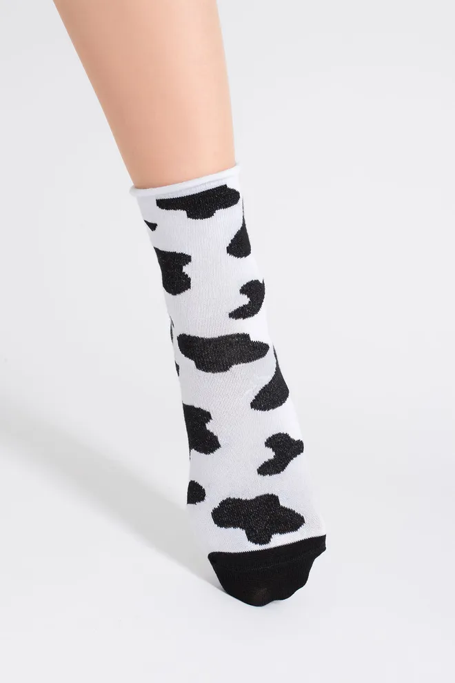 Женские анималистические носки WS2 FASHION 2505 Giulia (black/white), черный/белый