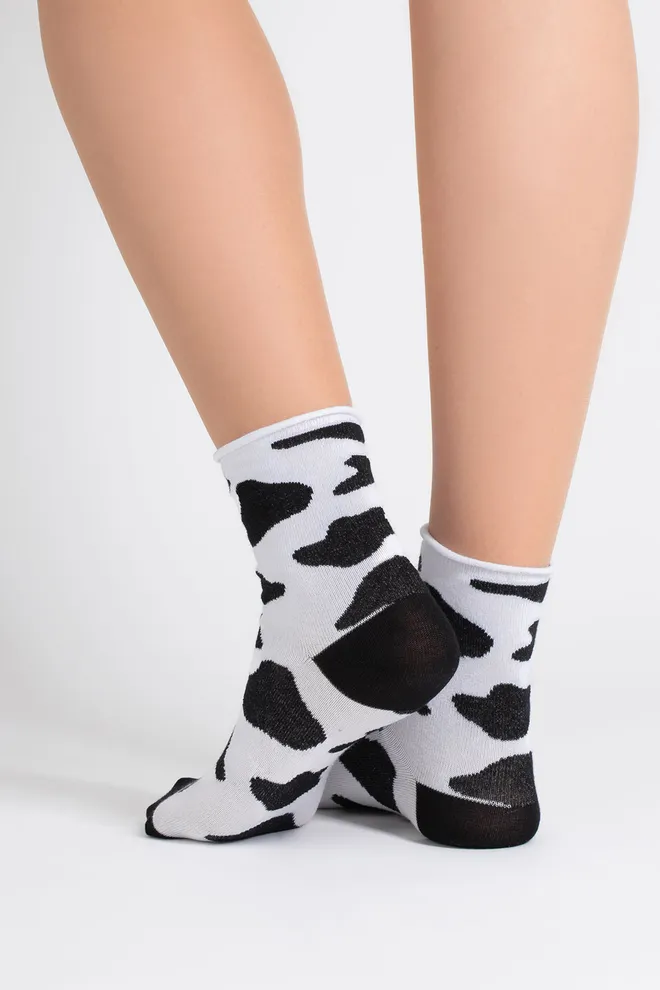 Женские анималистические носки WS2 FASHION 2505 Giulia (black/white), черный/белый