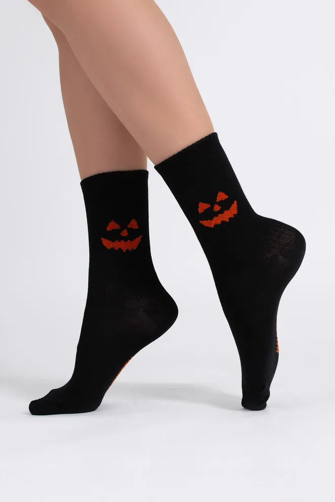 Женские носки с улыбкой на Хэллоуин WS3 HALLOWEEN STRONG 2501 Giulia (black), черный