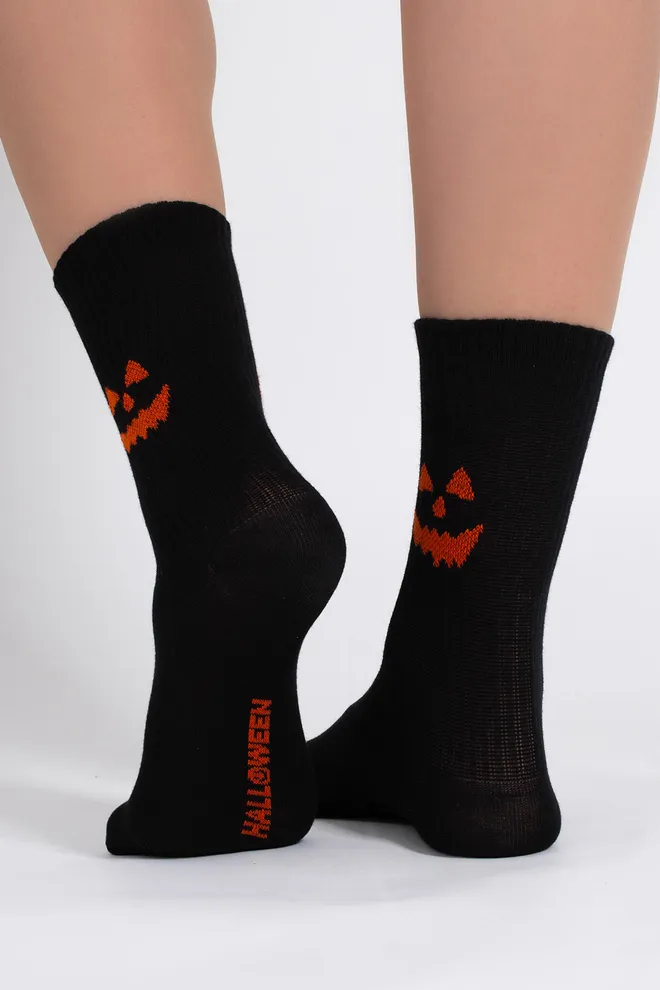 Женские носки с улыбкой на Хэллоуин WS3 HALLOWEEN STRONG 2501 Giulia (black), черный