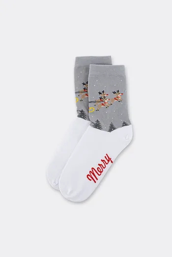 Женские рождественские носки WS3 NEW YEAR 2606 Giulia (white/silver), белый/серый Женские рождественские носки WS3 NEW YEAR 2606 Giulia (white/silver), белый/серый