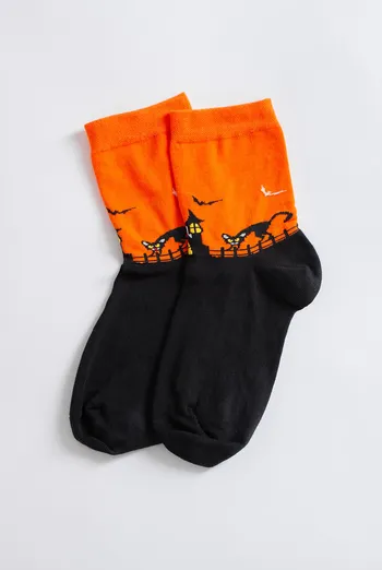 Женские носки с черным котом WS3 HALLOWEEN 2502 Giulia (orange), оранжевый