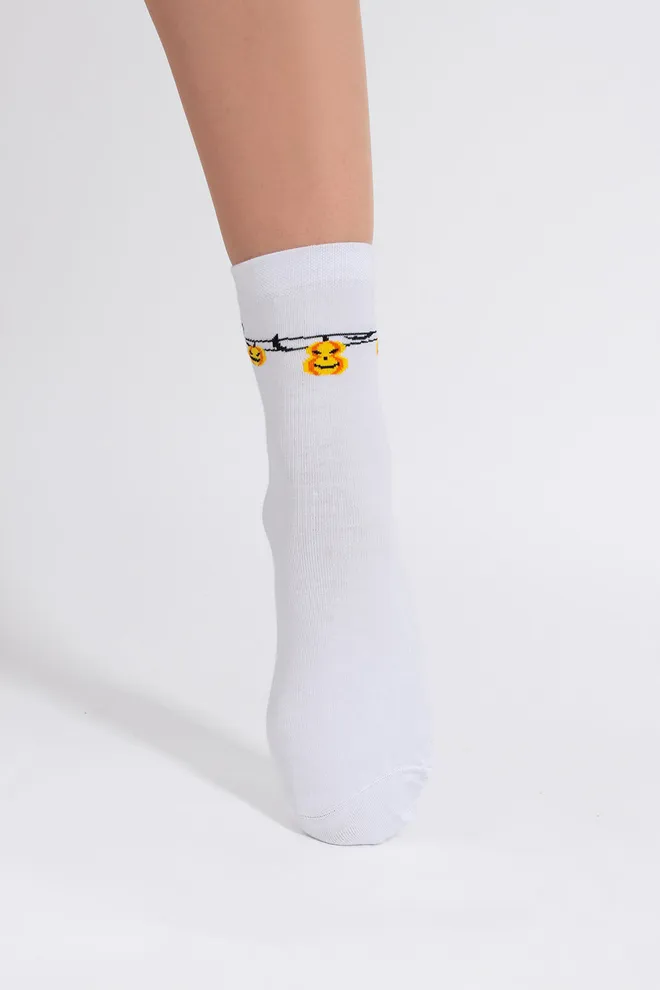 Женские носки с рисунком WS3 HALLOWEEN 2506 Giulia (white), белый