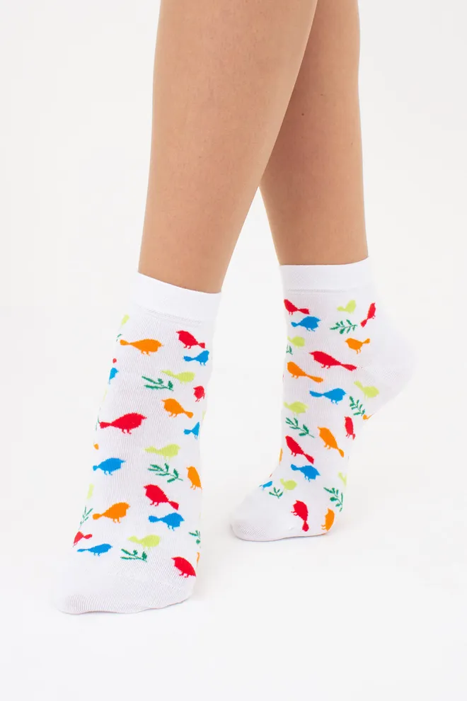 Жіночі шкарпетки з папугами (2 пари) WS2 FASHION SET 2406 (пак х2) Giulia (pastel turquoise), зелений