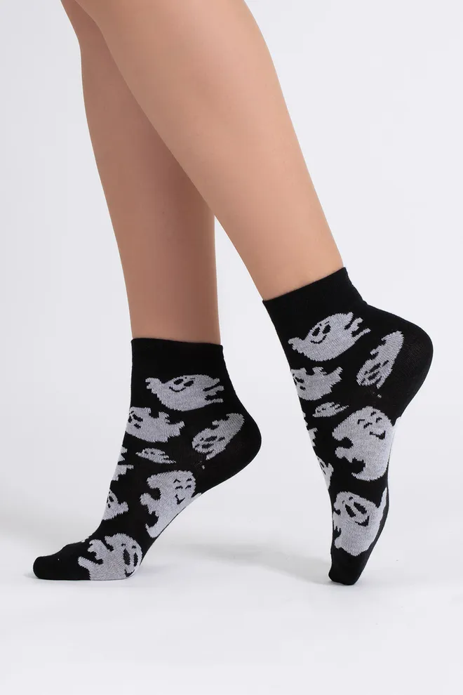 Женские носки с привидениями WS3 HALLOWEEN 2505 Giulia (black), черный