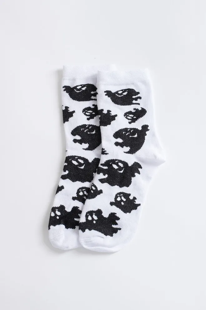 Женские носки с привидениями WS3 HALLOWEEN 2505 Giulia (white), белый