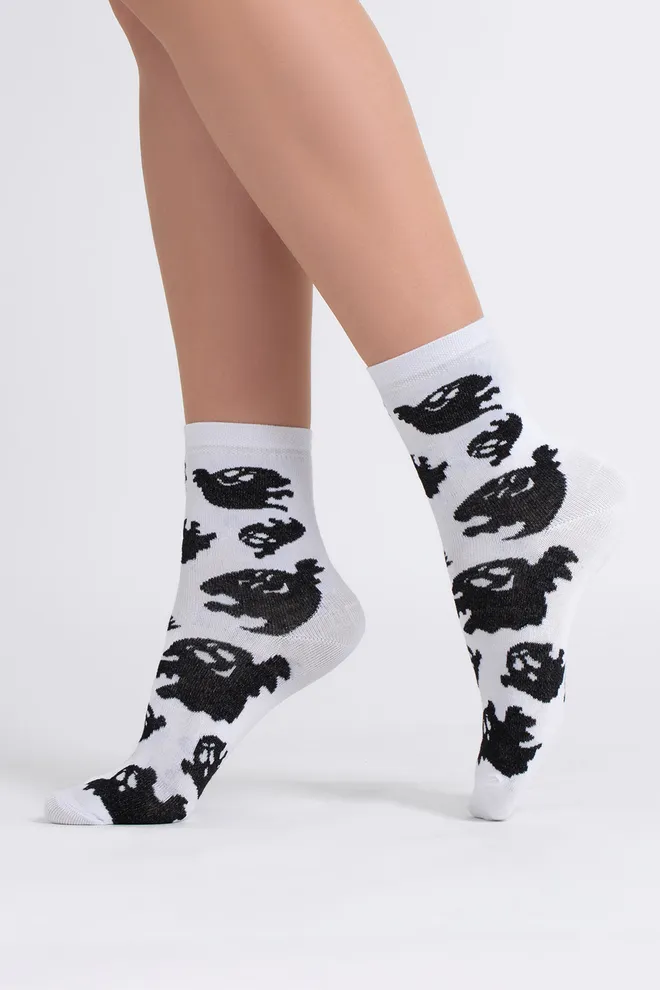 Женские носки с привидениями WS3 HALLOWEEN 2505 Giulia (white), белый