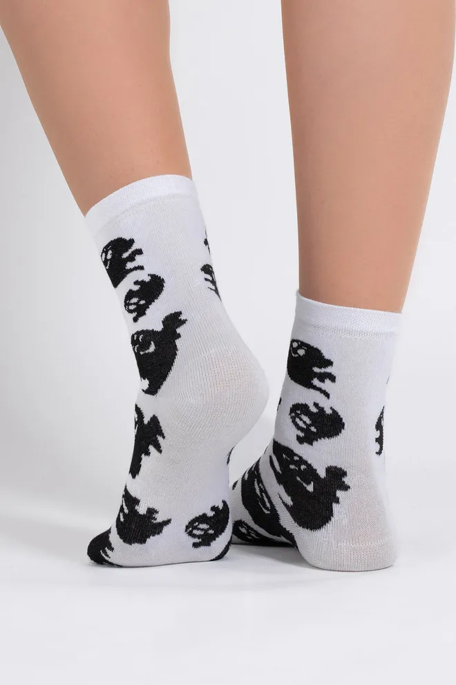 Женские носки с привидениями WS3 HALLOWEEN 2505 Giulia (white), белый