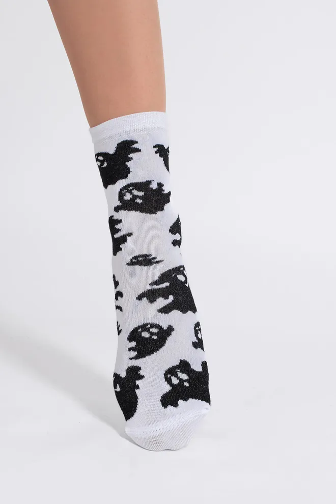 Женские носки с привидениями WS3 HALLOWEEN 2505 Giulia (white), белый