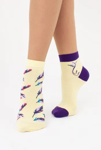 Женские носки с разноцветными перьями (2 пары) WS2 FASHION SET 2407 (пак х2) Giulia (light yellow), желтый