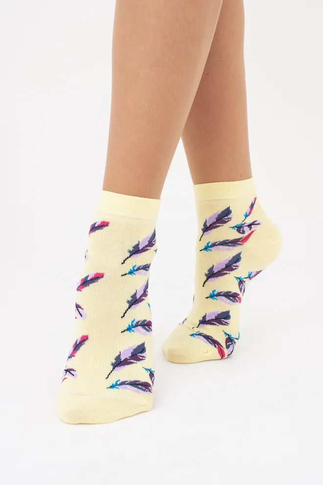 Женские носки с разноцветными перьями (2 пары) WS2 FASHION SET 2407 (пак х2) Giulia (light yellow), желтый
