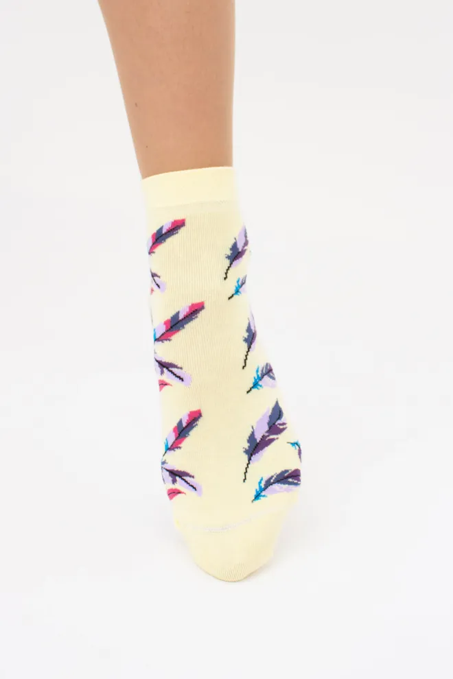 Женские носки с разноцветными перьями (2 пары) WS2 FASHION SET 2407 (пак х2) Giulia (light yellow), желтый