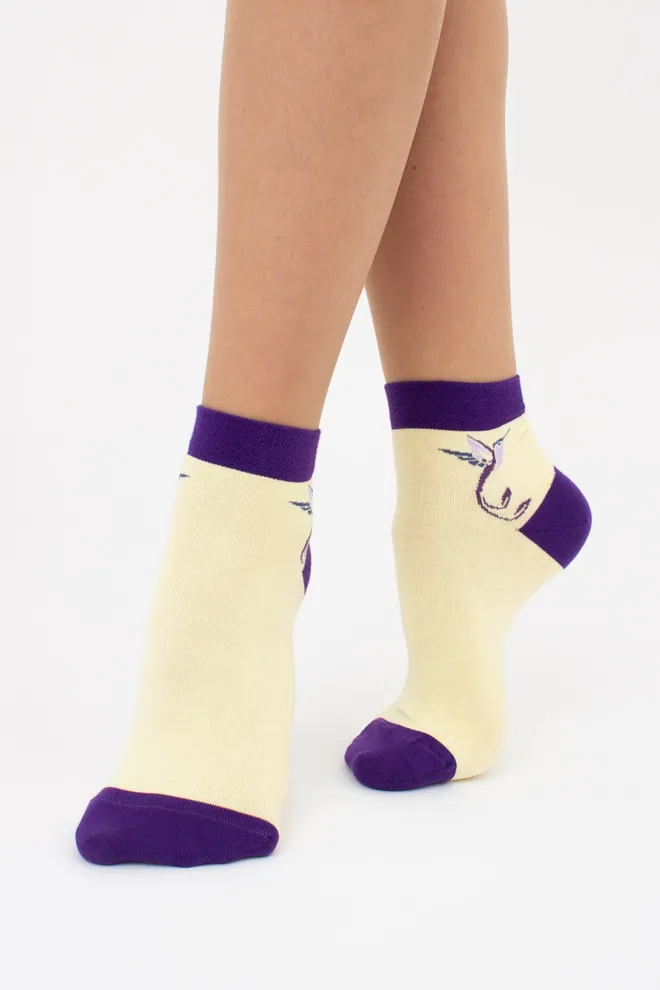 Женские носки с разноцветными перьями (2 пары) WS2 FASHION SET 2407 (пак х2) Giulia (light yellow), желтый