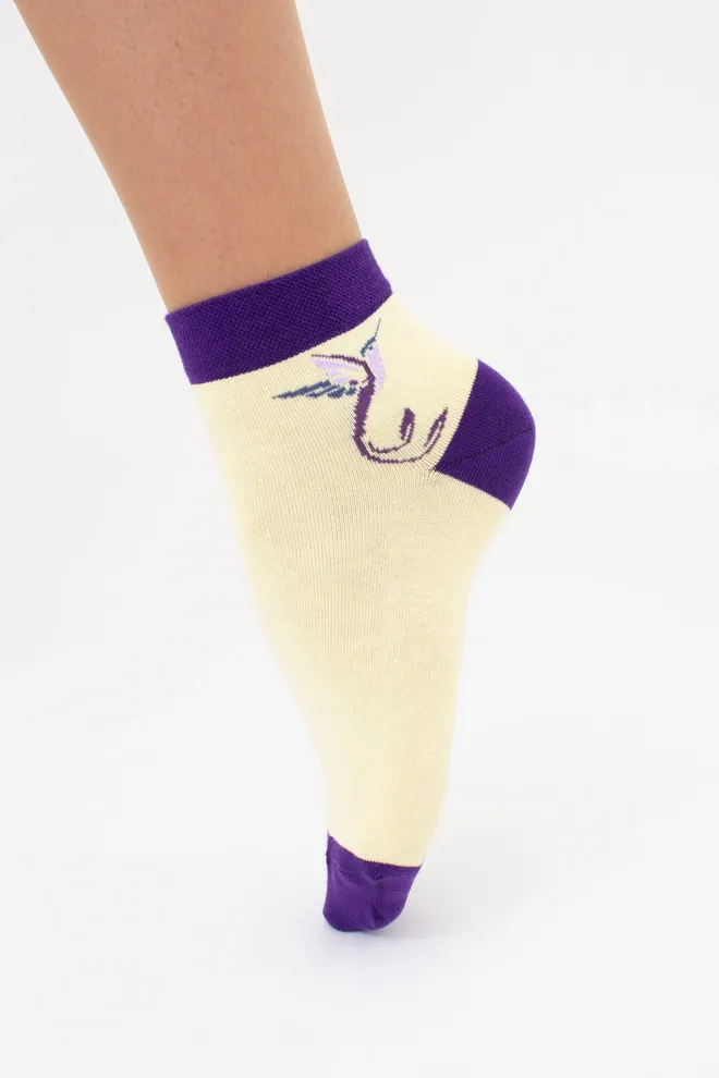 Женские носки с разноцветными перьями (2 пары) WS2 FASHION SET 2407 (пак х2) Giulia (light yellow), желтый