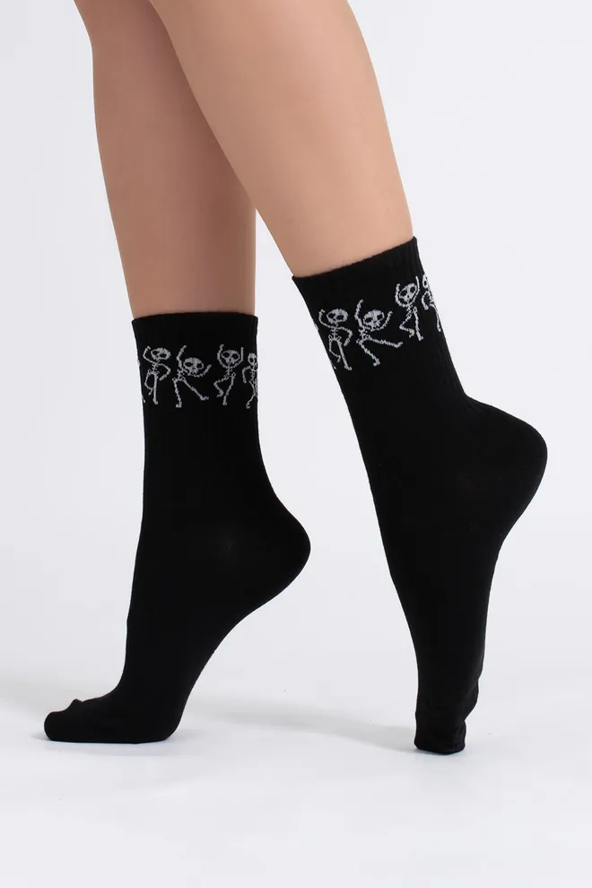 Женские носки с скелетами WS3 HALLOWEEN STRONG 2502 Giulia (black), черный
