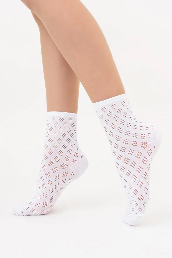 Женские высокие ажурные носки WS3 AIR 001 (V1) Giulia (bianco), белый