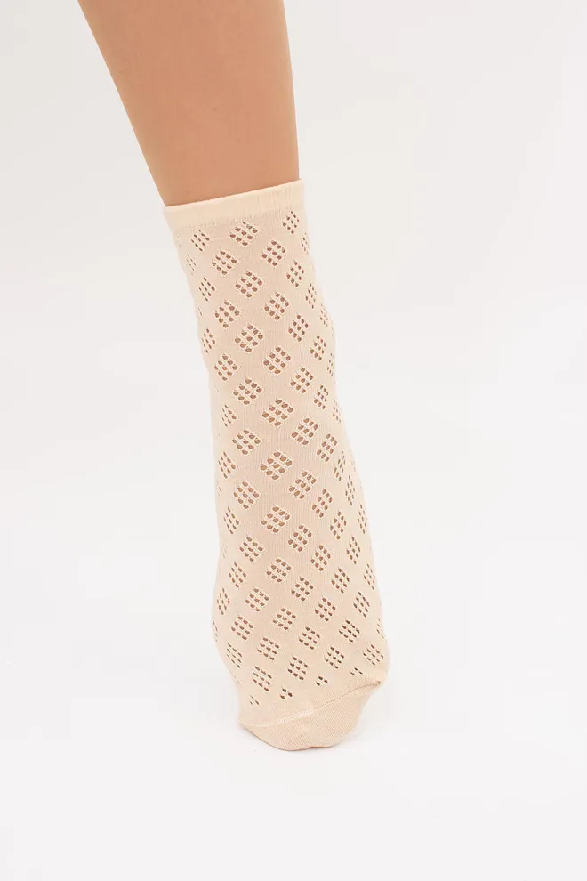 Женские высокие ажурные носки WS3 AIR 001 (V1) Giulia (beige), бежевый