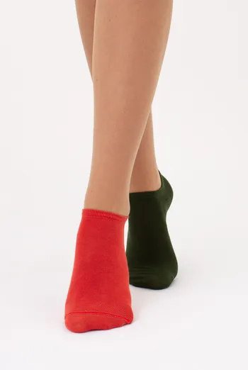 Носки женские короткие Ws1 classic Giulia 2 пары (khaki/ceramite), зеленый/оранжевый