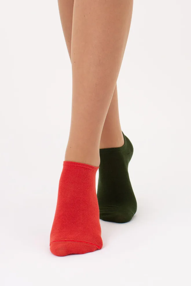Носки женские короткие Ws1 classic Giulia 2 пары (khaki/ceramite), зеленый/оранжевый