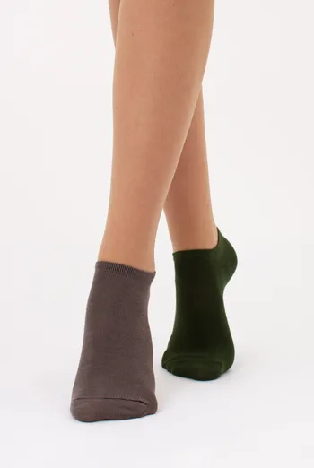 Носки женские короткие Ws1 classic Giulia 2 пары (haze/khaki), коричневый/зеленый