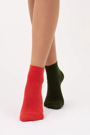 Носки женские короткие 2 пары WS2 CLASSIC Giulia (khaki/ceramite), зеленый/оранжевый Носки женские короткие 2 пары WS2 CLASSIC Giulia (khaki/ceramite), зеленый/оранжевый