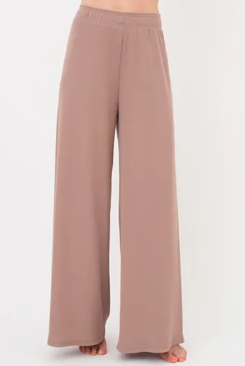 Женские штаны-палаццо в рубчик из хлопка RIB 4314/010 Giulia (light beige), бежевый