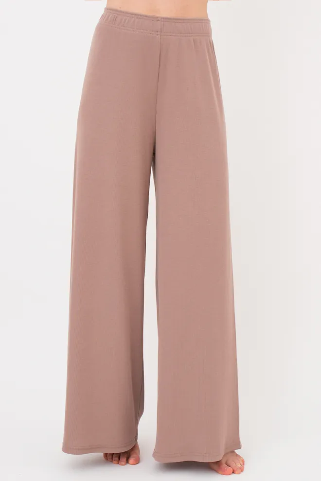 Женские штаны-палаццо в рубчик из хлопка RIB 4314/010 Giulia (light beige), бежевый