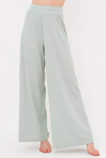 Женские штаны-палаццо в рубчик из хлопка RIB 4314/010 Giulia (mint), зеленый