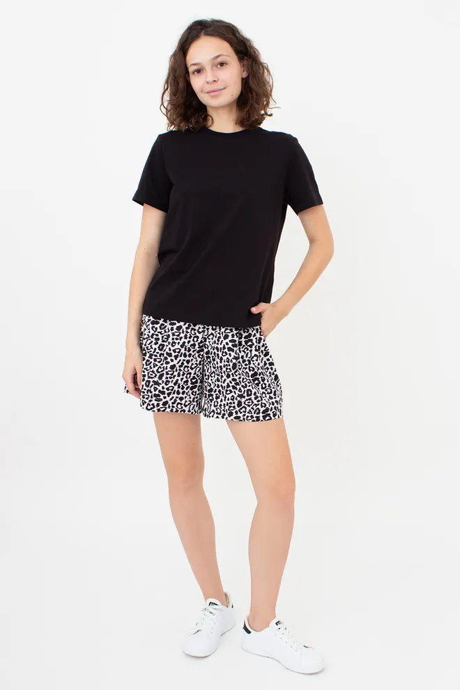 Хлопковые шорты с леопардовым принтом STREET SPOTTED 4219/010 Giulia (white/black leopard print), черный