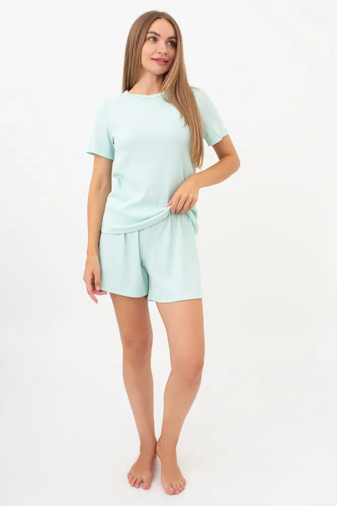 Шорты женские в рубчик RIB 4209/010 Giulia (fresh mint), зелёный