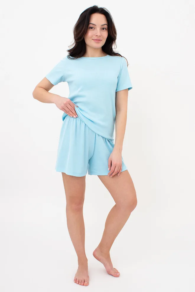 Шорты женские в рубчик RIB 4209/010 Giulia (sky blue), голубой