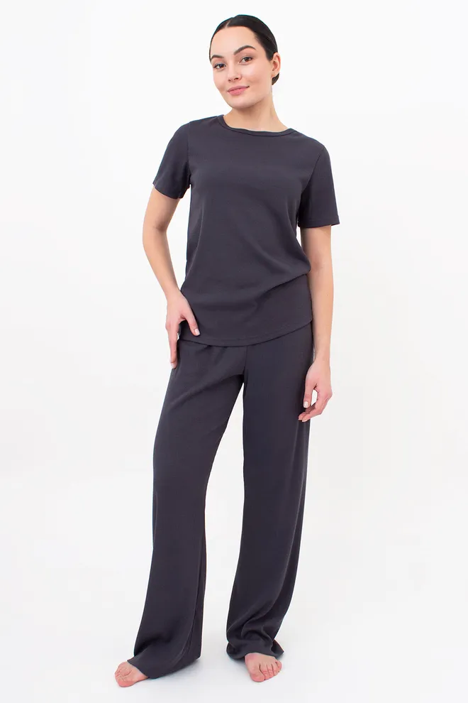 Штаны женские в рубчик RIB 4307/010 Giulia (graphite), серый