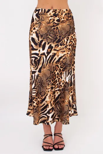 Юбка миди с анималистическим принтом SAVANNA SKIRT 8503/050 Giulia (animal orange), оранжевый