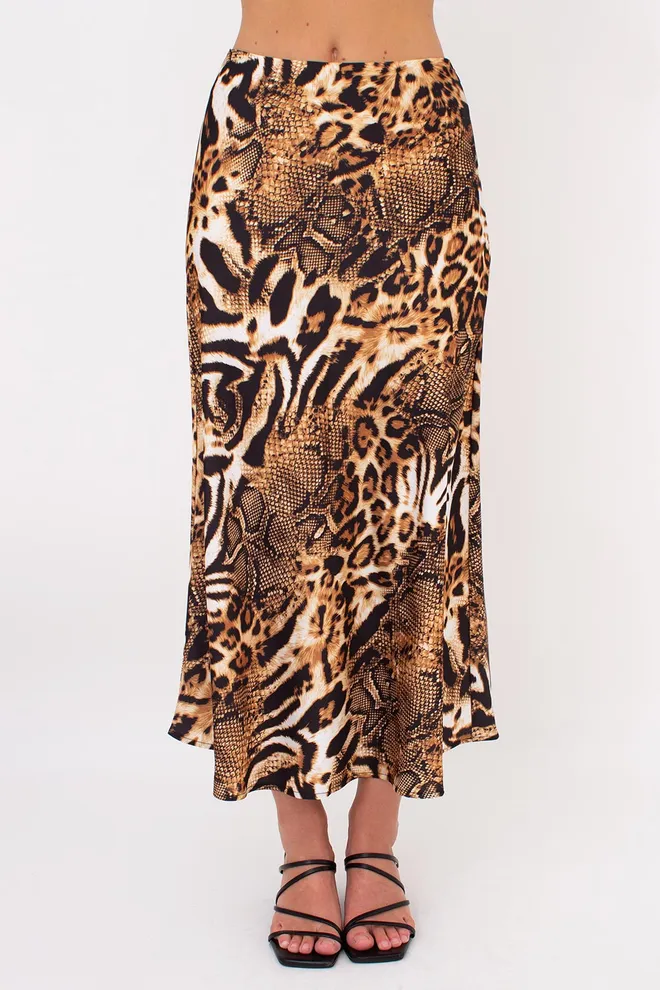 Юбка миди с анималистическим принтом SAVANNA SKIRT 8503/050 Giulia (animal orange), оранжевый