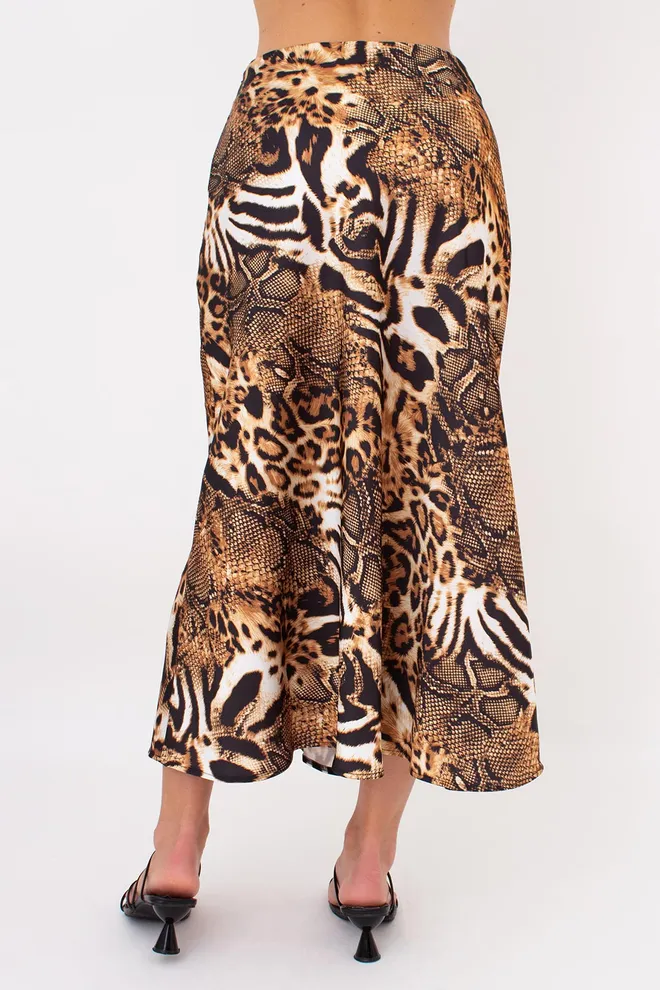 Юбка миди с анималистическим принтом SAVANNA SKIRT 8503/050 Giulia (animal orange), оранжевый