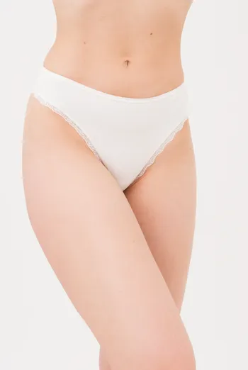 Женские трусики стринги из хлопка и кружева Leila lace 2102/60 Giulia (whisper white), белый