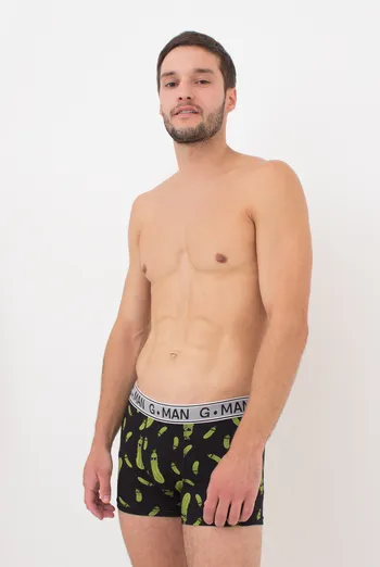 Хлопковые трусы боксеры с огурцами G-MAN PRINT 20401/60 black/cucumbers (черный) Хлопковые трусы боксеры с огурцами G-MAN PRINT 20401/60 black/cucumbers (черный)