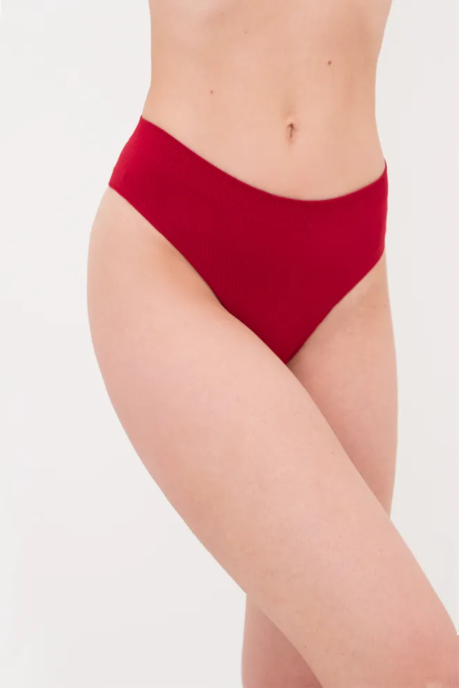 Бесшовные трусики бразилиана в рубчик Brasilian Briefs Rib Giulia (winery), бордовый