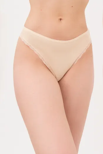 Женские трусики слипы из хлопка и кружева Leila lace 2301/60 Giulia (beige), бежевый Женские трусики слипы из хлопка и кружева Leila lace 2301/60 Giulia (beige), бежевый