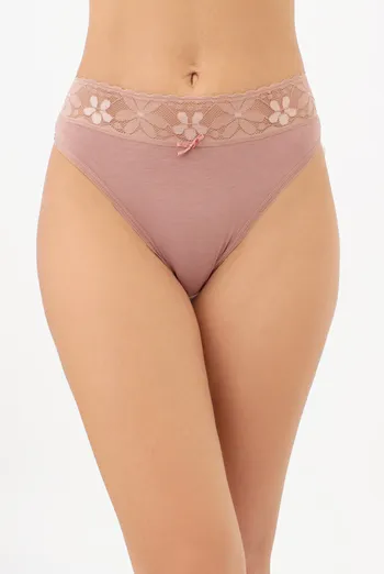 Хлопковые трусики бразилиана с кружевным поясом LEYA 2228/61 Giulia (mokko), коричневый