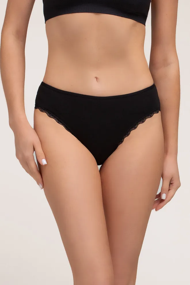 Хлопковые слипы с кружевом LADY LACE 2316/61 Giulia (black), черный