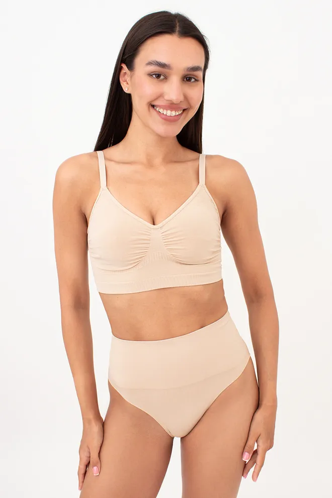 Бесшовные трусы бразилиана с легким моделирующим эффектом BRASILIAN SHAPEWEAR Giulia (light nude), бежевый