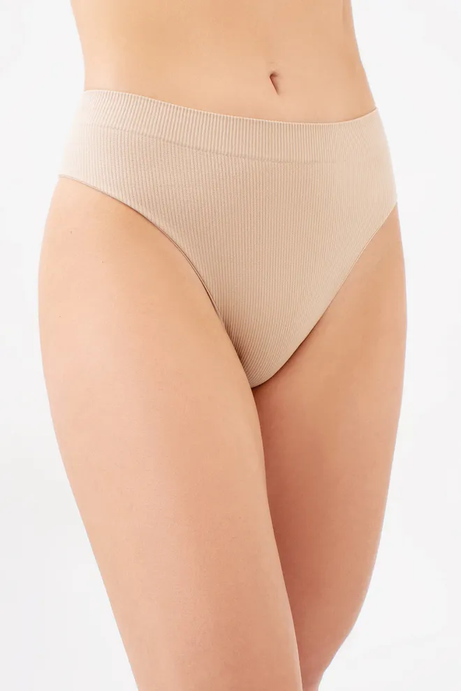 Бесшовные трусики бразилиана в рубчик BRASILIAN BRIEFS RIB Giulia (naturale), бежевый