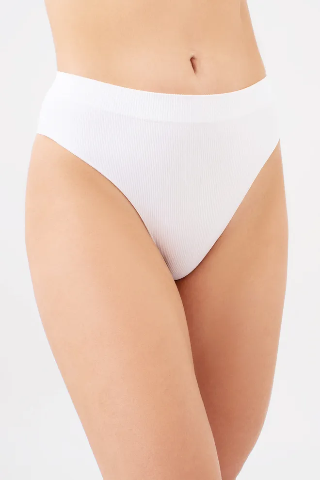 Бесшовные трусики бразилиана в рубчик BRASILIAN BRIEFS RIB Giulia (white), белый