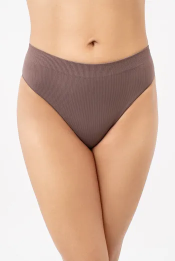 Бесшовные трусики бразилиана в рубчик Brasilian Briefs Rib Giulia (deep taupe), коричневый